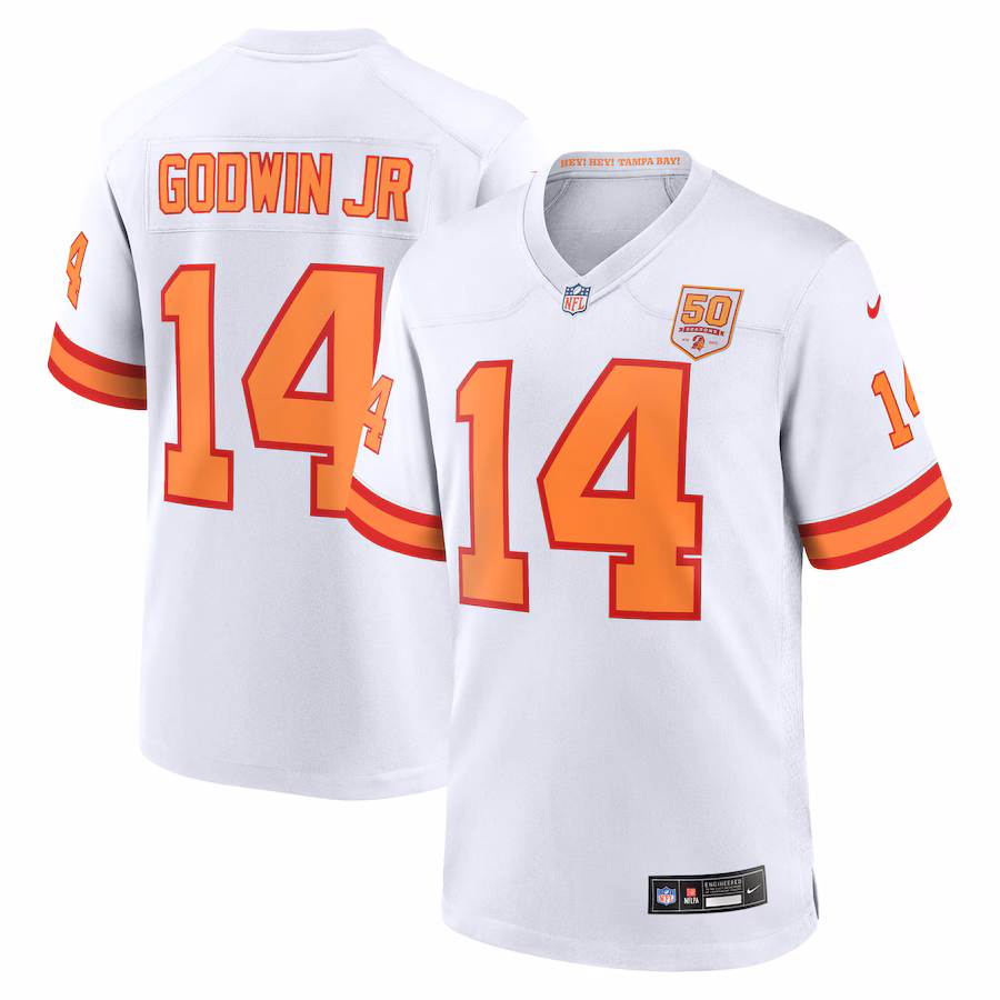 Chris Godwin Jr. '76 Tampa Bay Buccaneers  50th Season Game Jersey - White
