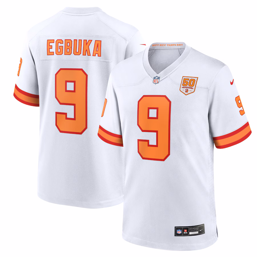 Emeka Egbuka '76 Tampa Bay Buccaneers  50th Season Game Jersey - White