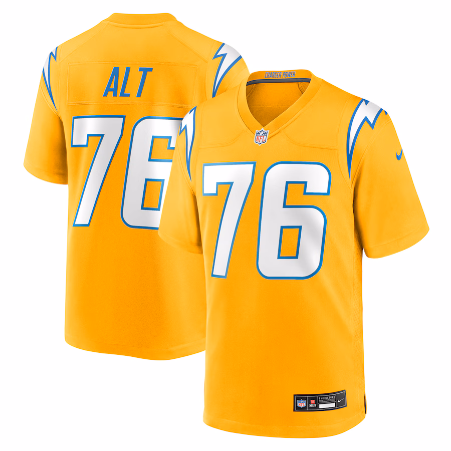 Joe Alt Los Angeles Chargers  Alternate Charger Power Game Player Jersey - Gold