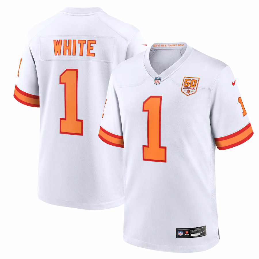 Rachaad White '76 Tampa Bay Buccaneers  50th Season Game Jersey - White
