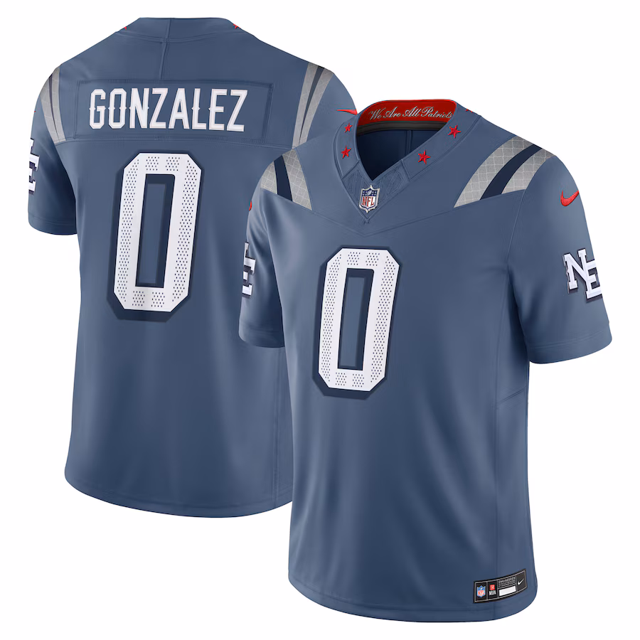 Christian Gonzalez New England Patriots  2025 Rivalries Collection Limited Jersey - Storm Blue