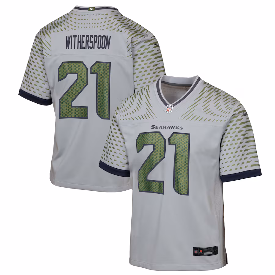 Devon Witherspoon Seattle Seahawks  Youth 2025 Rivalries Collection Game Jersey - Wolf Gray