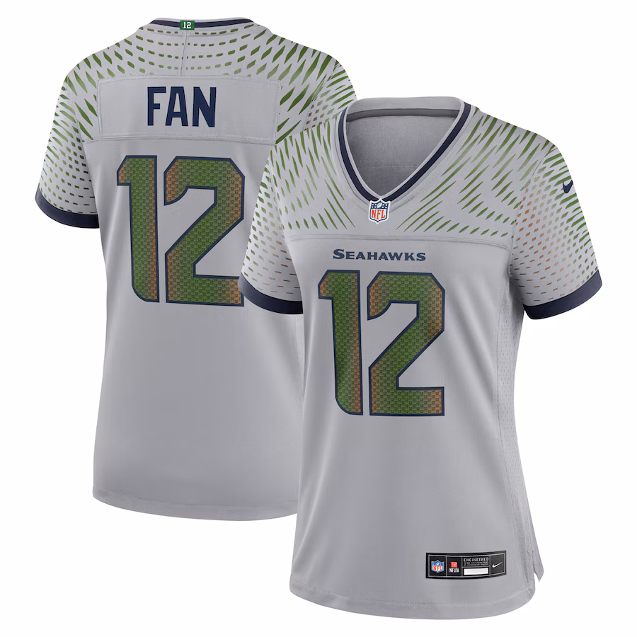 12s Seattle Seahawks  Women's 2025 Rivalries Collection Game Jersey - Wolf Gray