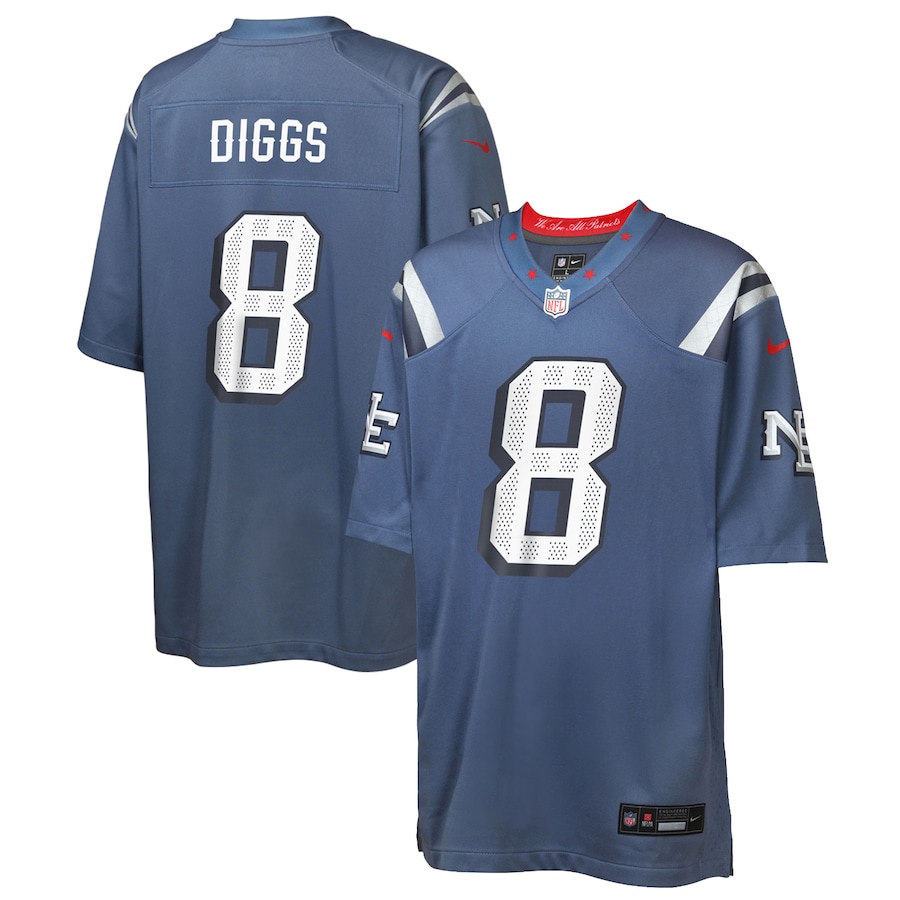 Stefon Diggs New England Patriots  Youth 2025 Rivalries Collection Game Jersey - Storm Blue
