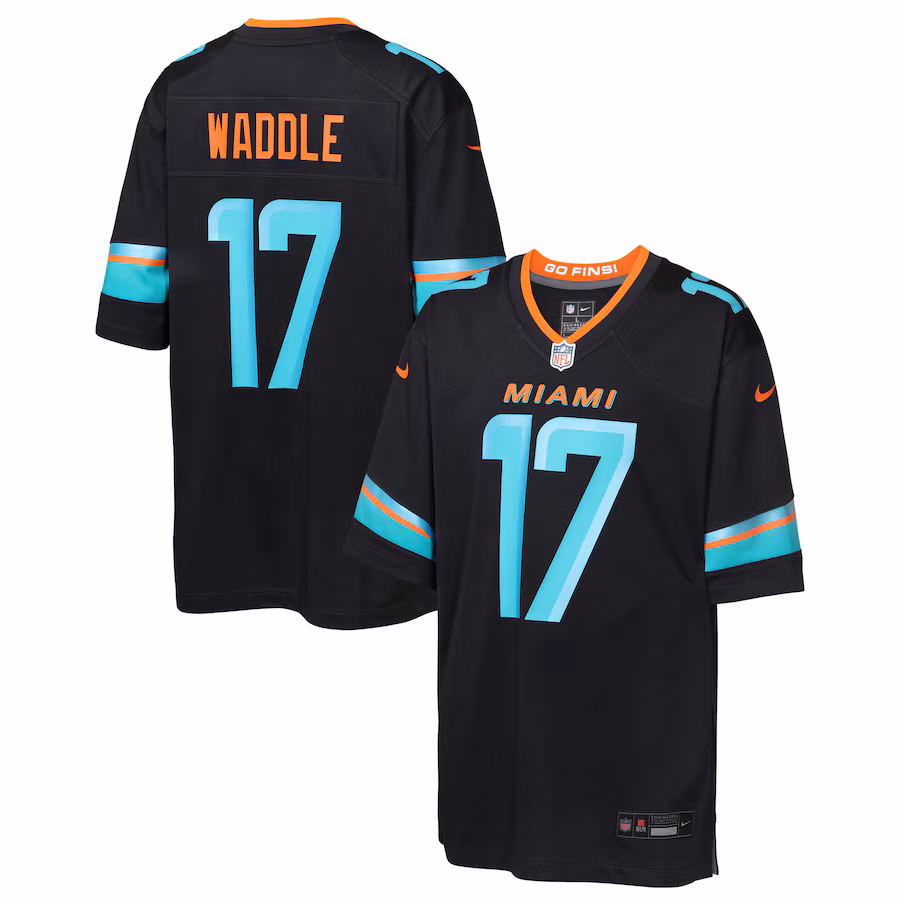 Jaylen Waddle Miami Dolphins  Youth 2025 Rivalries Collection Game Jersey - Pitch Blue