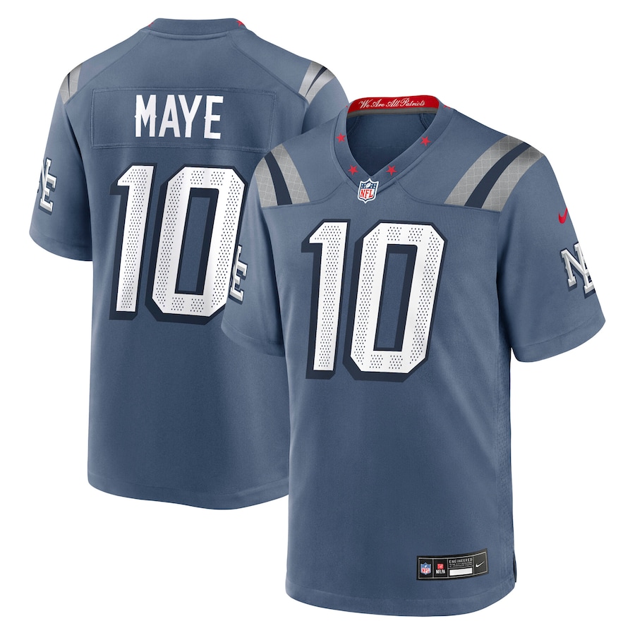 Drake Maye New England Patriots  2025 Rivalries Collection Game Jersey - Storm Blue