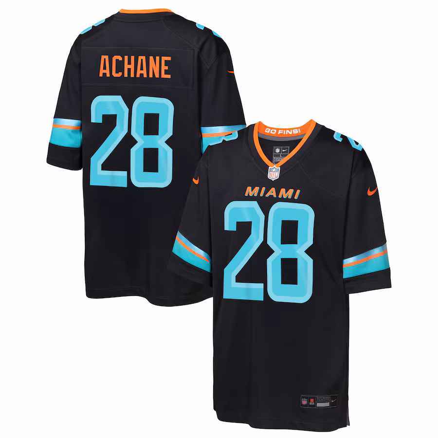 De’Von Achane Miami Dolphins  Youth 2025 Rivalries Collection Game Jersey - Pitch Blue