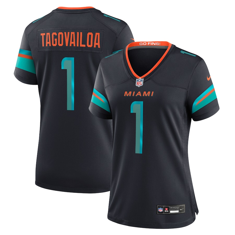 Tua Tagovailoa Miami Dolphins  Women's 2025 Rivalries Collection Game Jersey - Pitch Blue