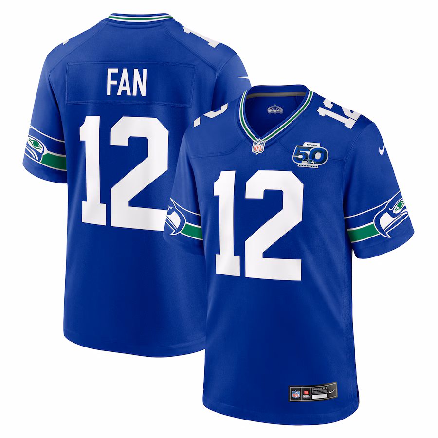 12 Fan Seattle Seahawks  Alternate 2 50th Season Game Jersey - Royal