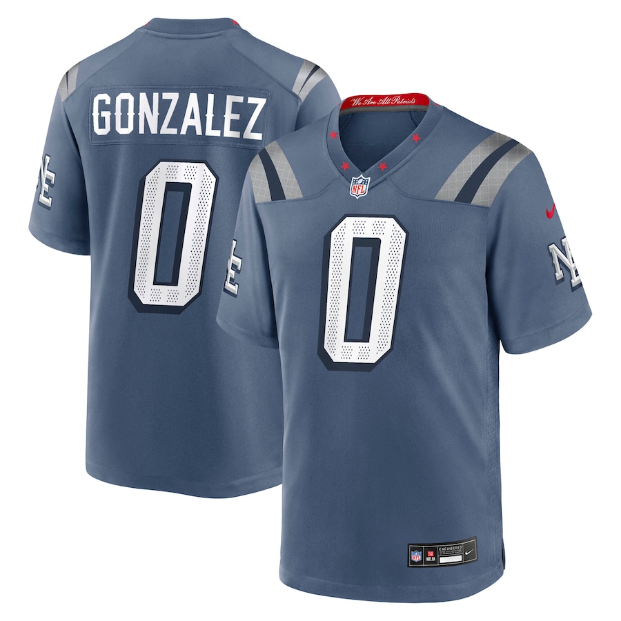 Christian Gonzalez New England Patriots  2025 Rivalries Collection Game Jersey - Storm Blue