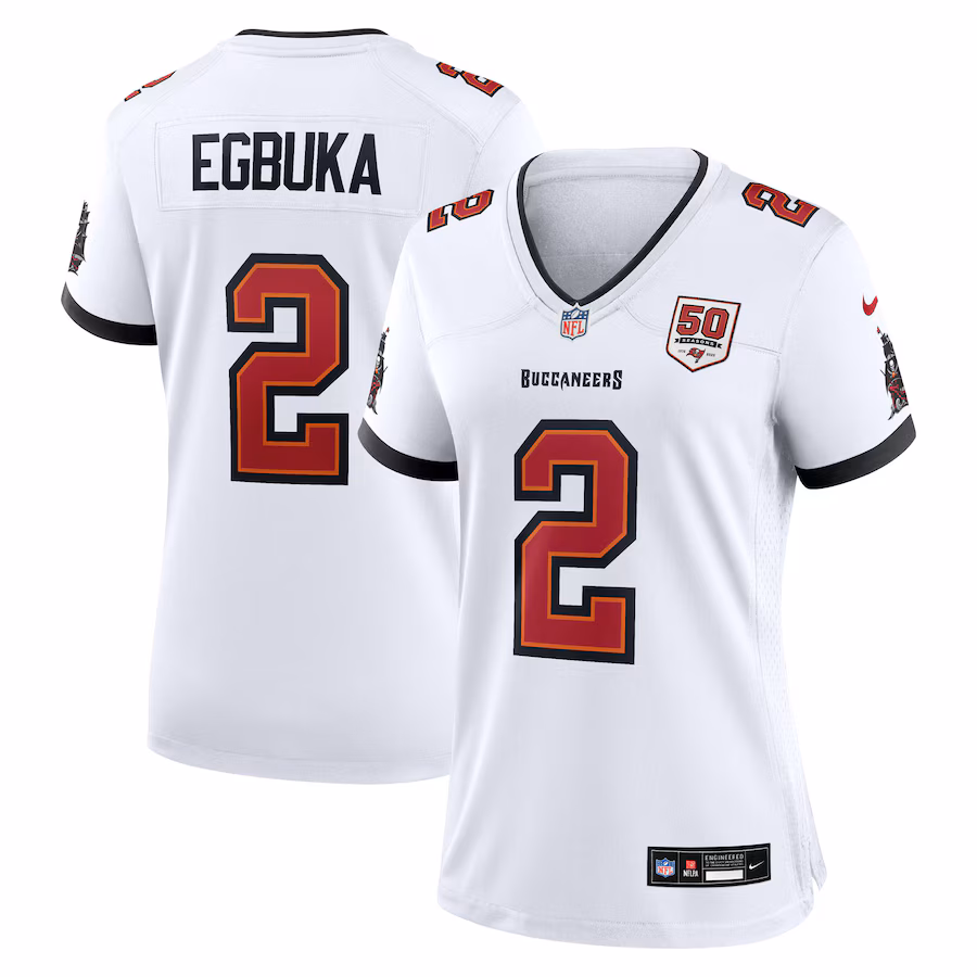 Emeka Egbuka  Tampa Bay Buccaneers  Women's 50th Season Game Jersey - White