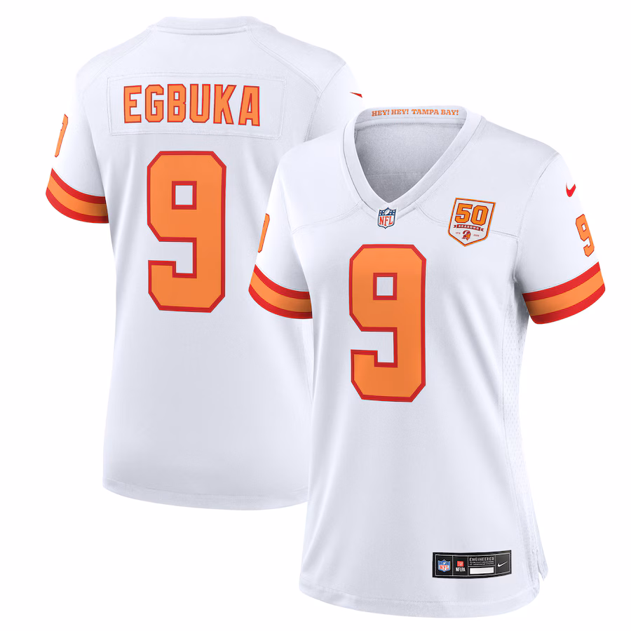 Emeka Egbuka '76 Tampa Bay Buccaneers  Women's 50th Season Game Jersey - White