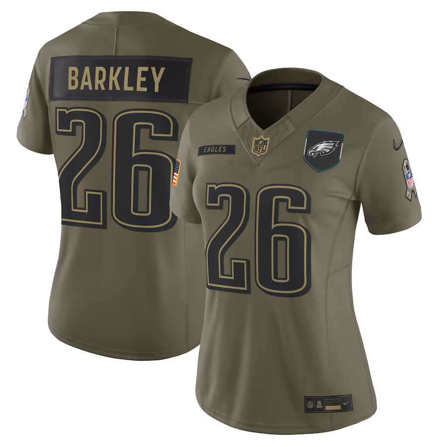 Saquon Barkley Philadelphia Eagles  Women's 2025 Salute to Service Limited Jersey - Olive