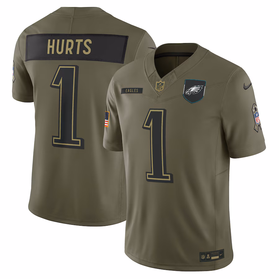 Jalen Hurts Philadelphia Eagles  2025 Salute to Service Limited Jersey - （Olive、Kelly Green、Midnight Green、Black、White）