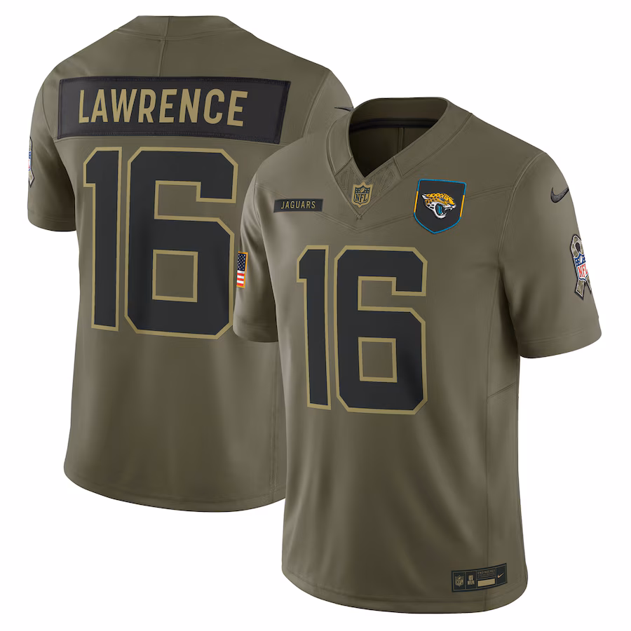 Trevor Lawrence Jacksonville Jaguars  2025 Salute to Service Limited Jersey - Olive