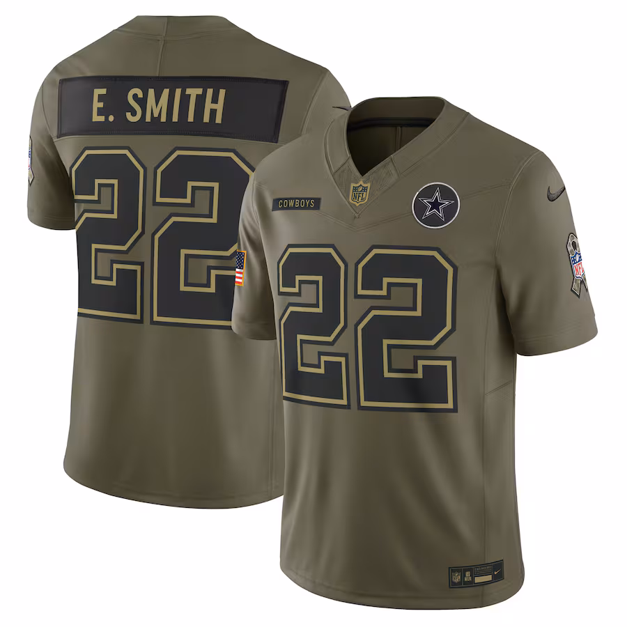 Emmitt Smith Dallas Cowboys  2025 Salute to Service Retired Limited Jersey - Olive