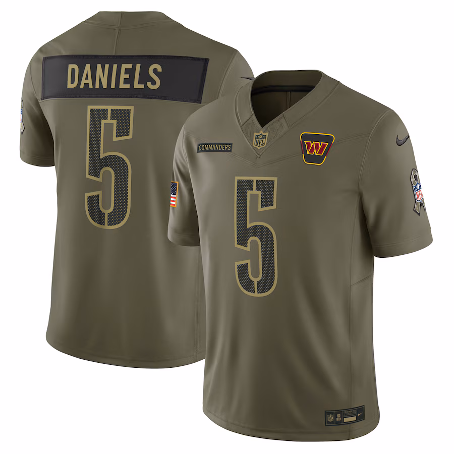 Jayden Daniels Washington Commanders  2025 Salute to Service Limited Jersey - Olive