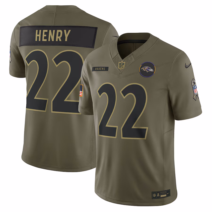 Derrick Henry Baltimore Ravens  2025 Salute to Service Limited Jersey - Olive