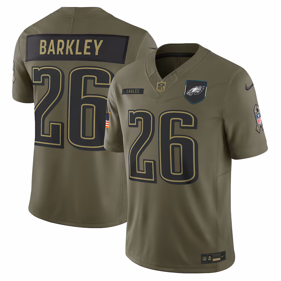 Saquon Barkley Philadelphia Eagles  2025 Salute to Service Limited Jersey - （Olive、Kelly Green、Midnight Green、Black）