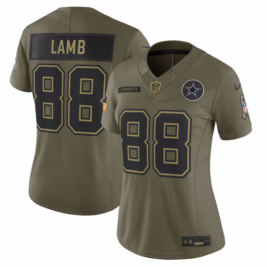 CeeDee Lamb Dallas Cowboys  Women's 2025 Salute to Service Limited Jersey - Olive