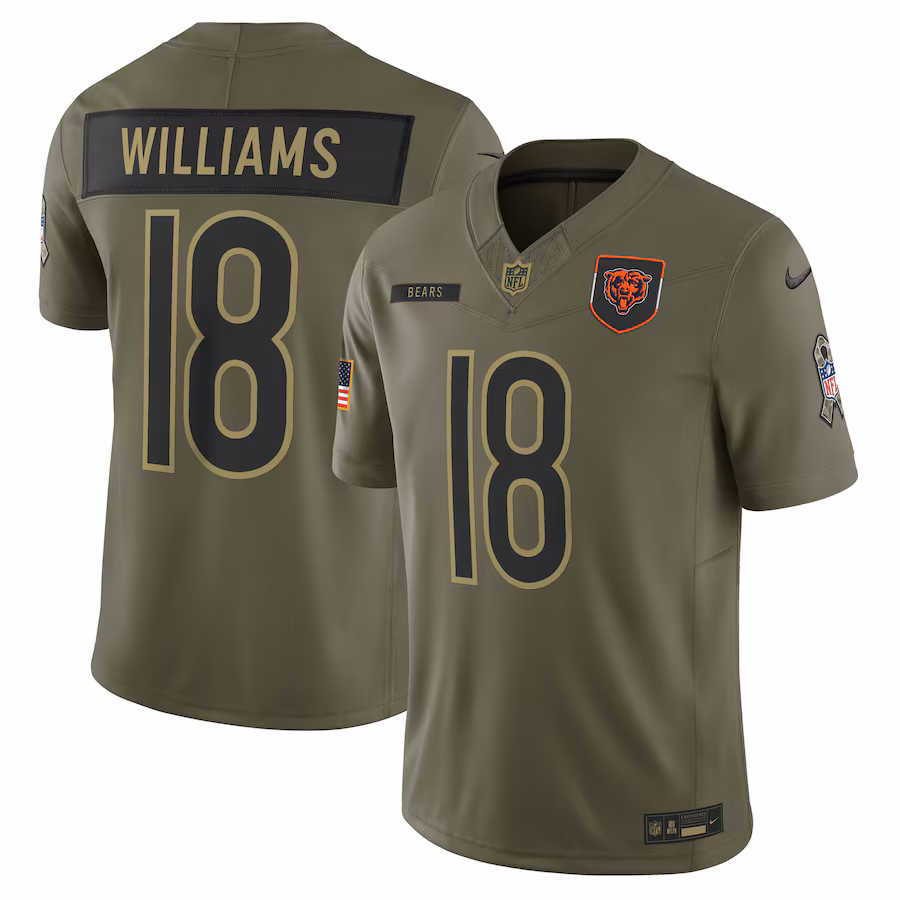 Caleb Williams Chicago Bears  2025 Salute to Service Limited Jersey - Olive