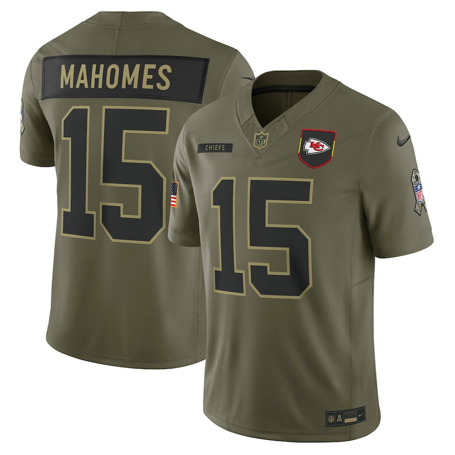 Patrick Mahomes Kansas City Chiefs  2025 Salute to Service Limited Jersey - Olive