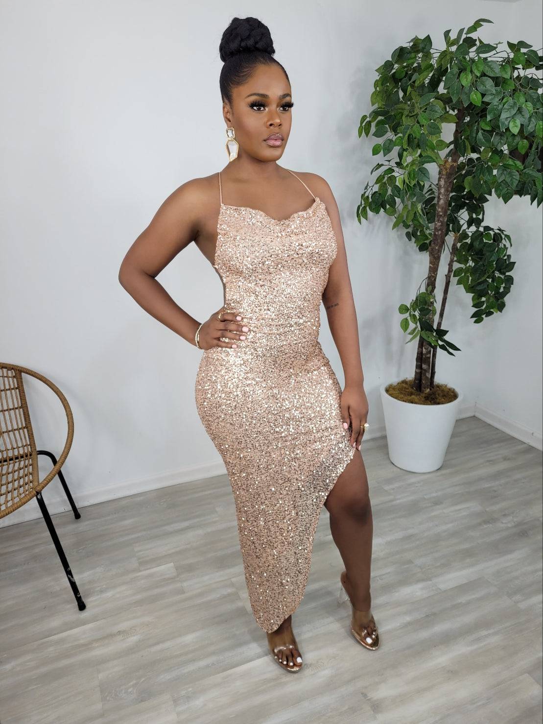 Love Me Drape Midi ( Rose Gold)