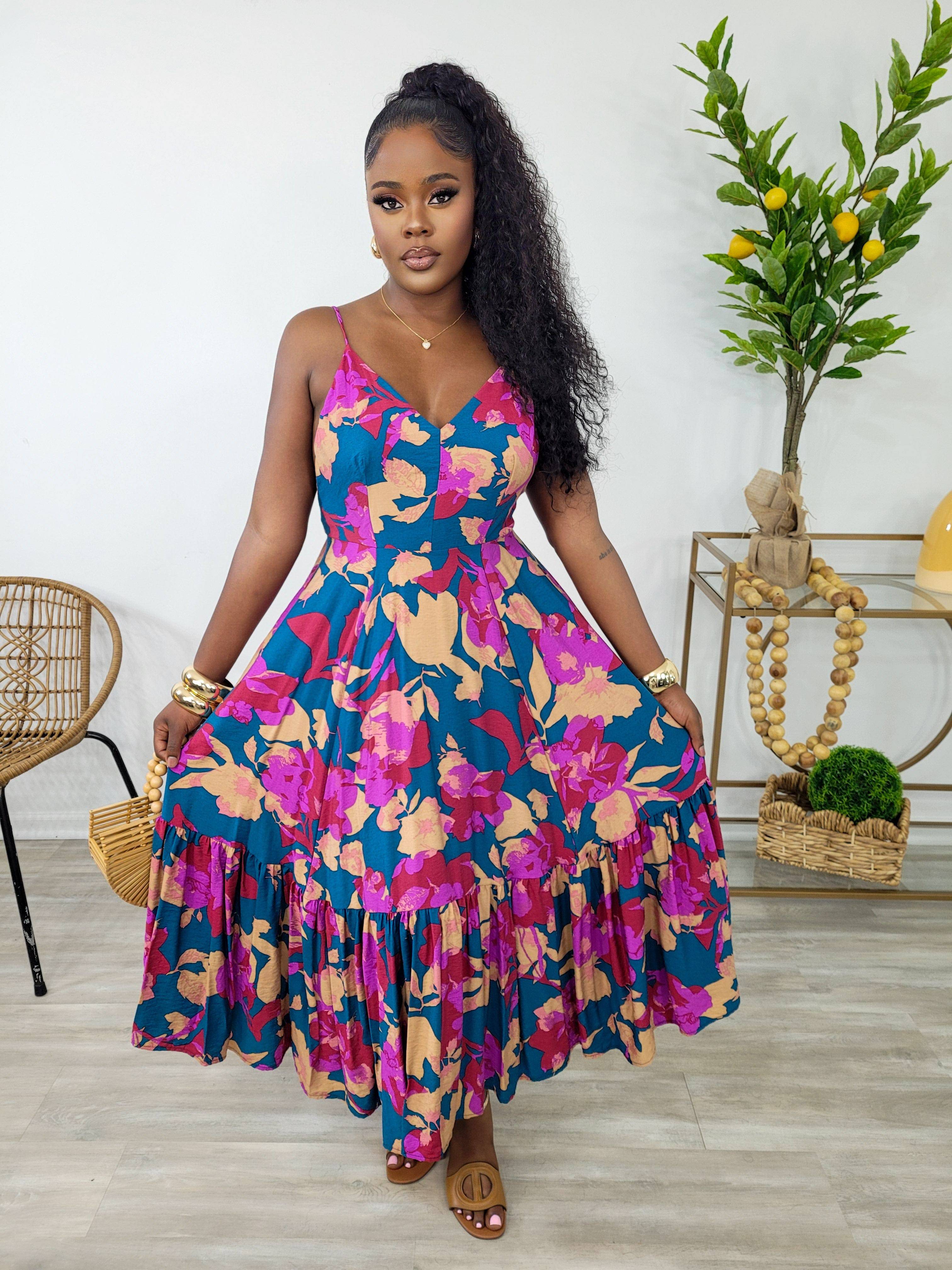 Remi Flower Print Midi Dress