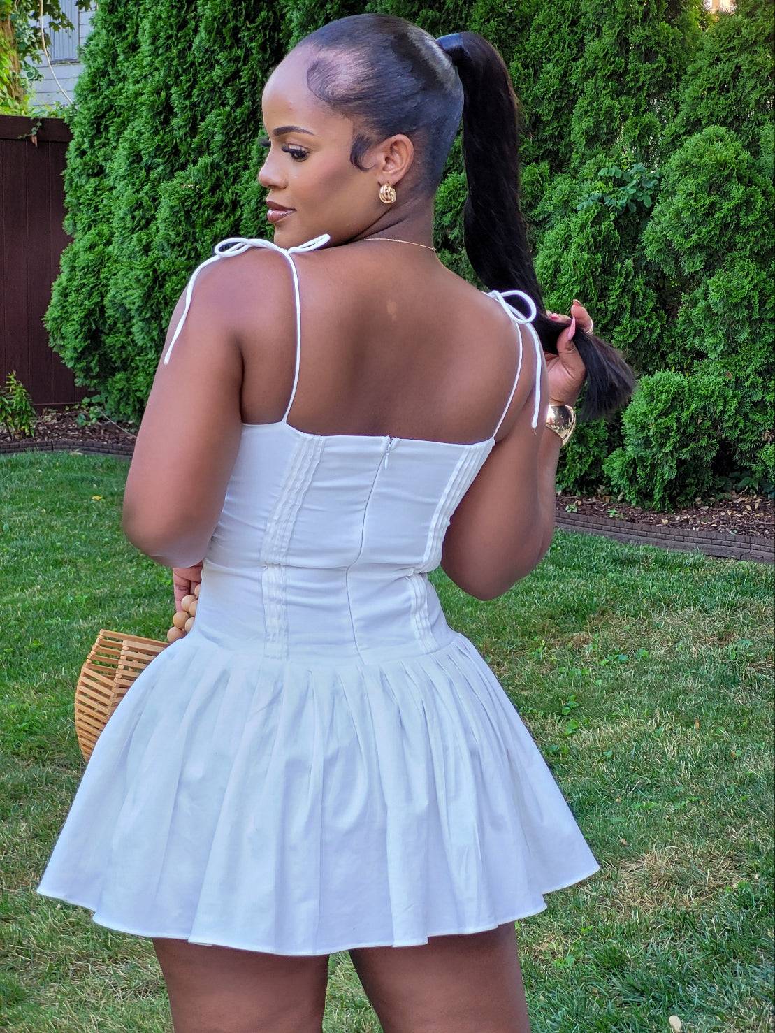 PEARL'S CORSET MINI DRESS (WHITE)