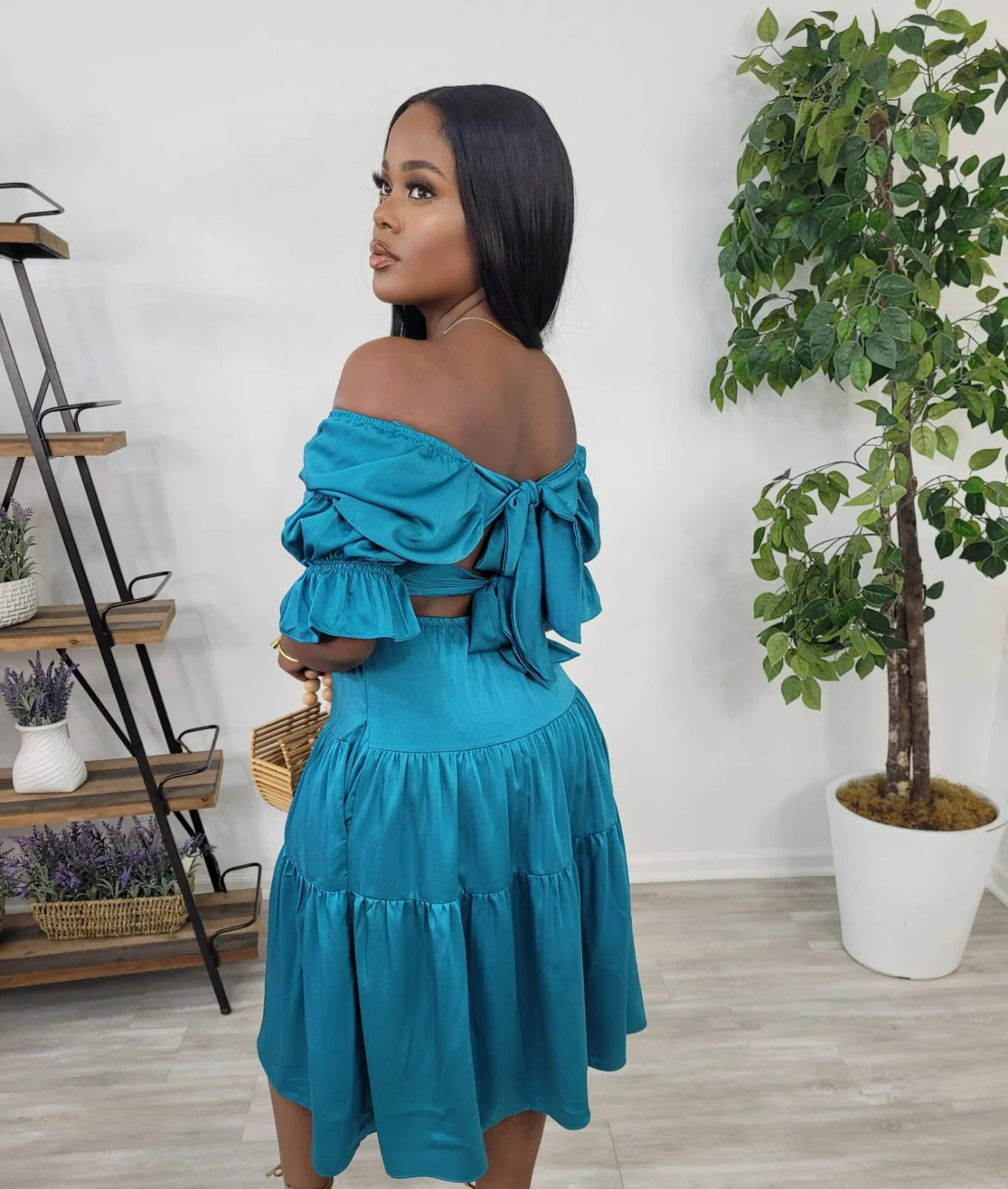 JOLEEN'S LUNAIRE MIDI DRESS (TEAL)