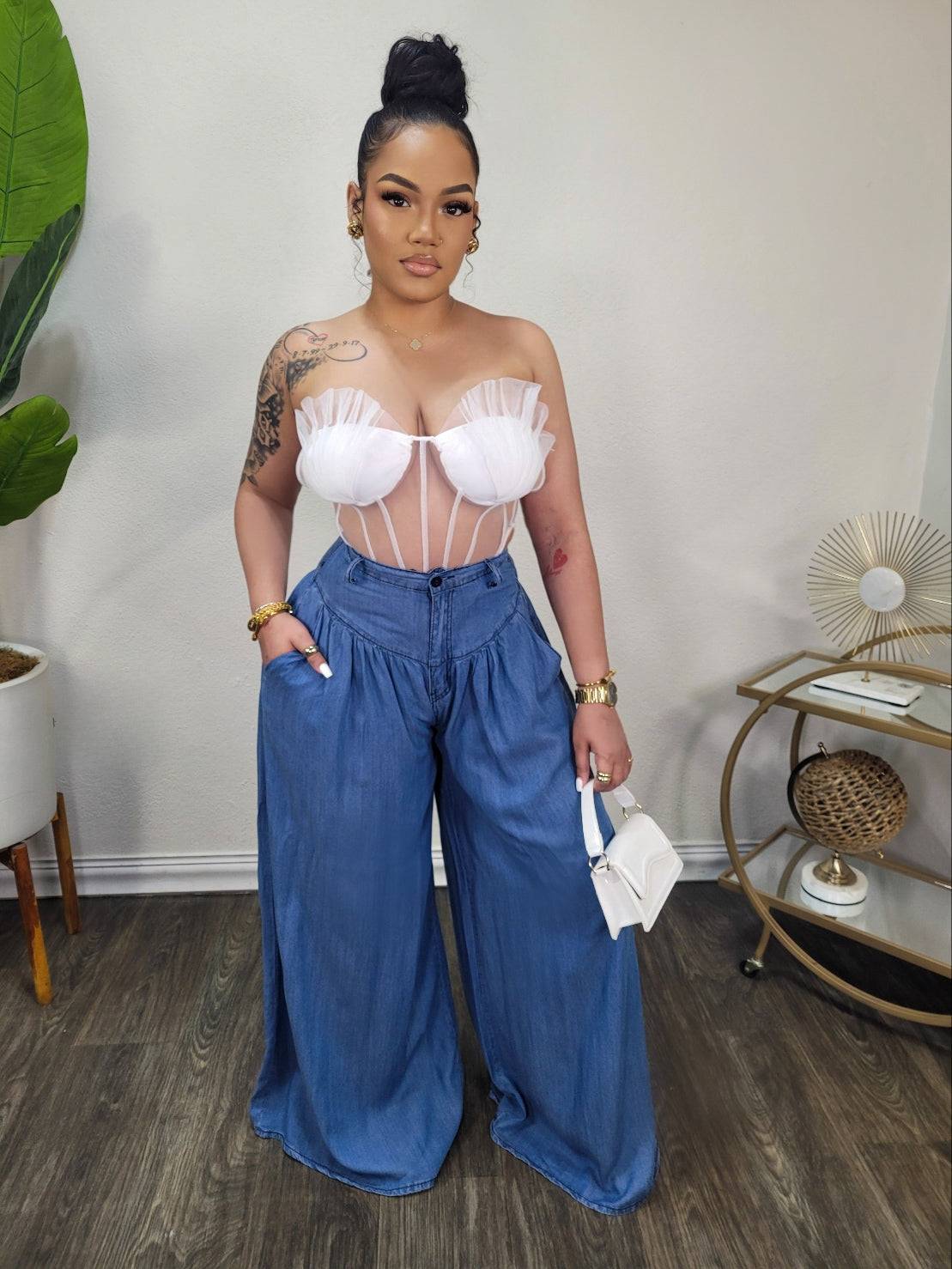 Jade Pallazzo Pants (Blue/Denim)