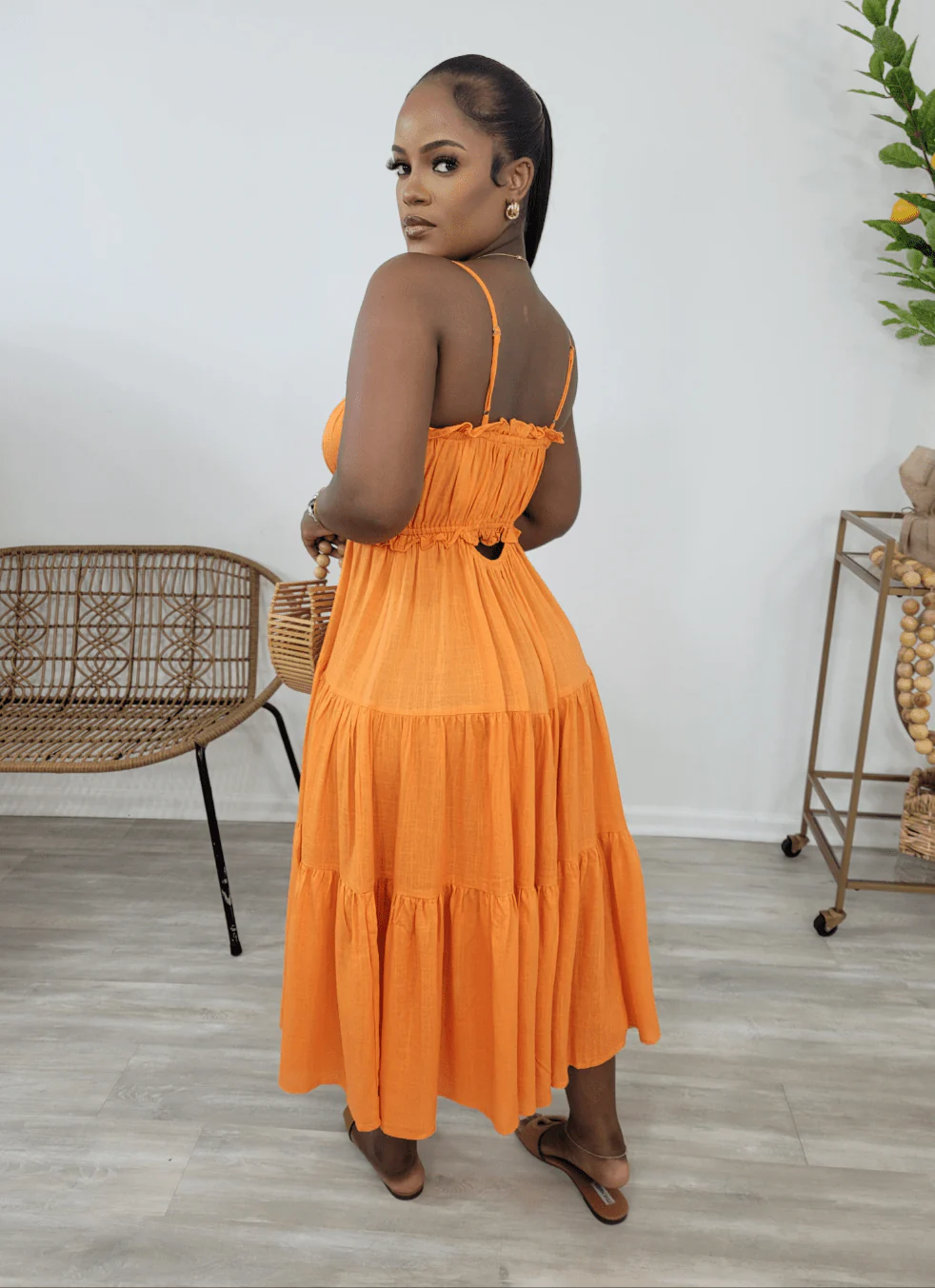 NORAH LINEN MIDI (LIGHT ORANGE)