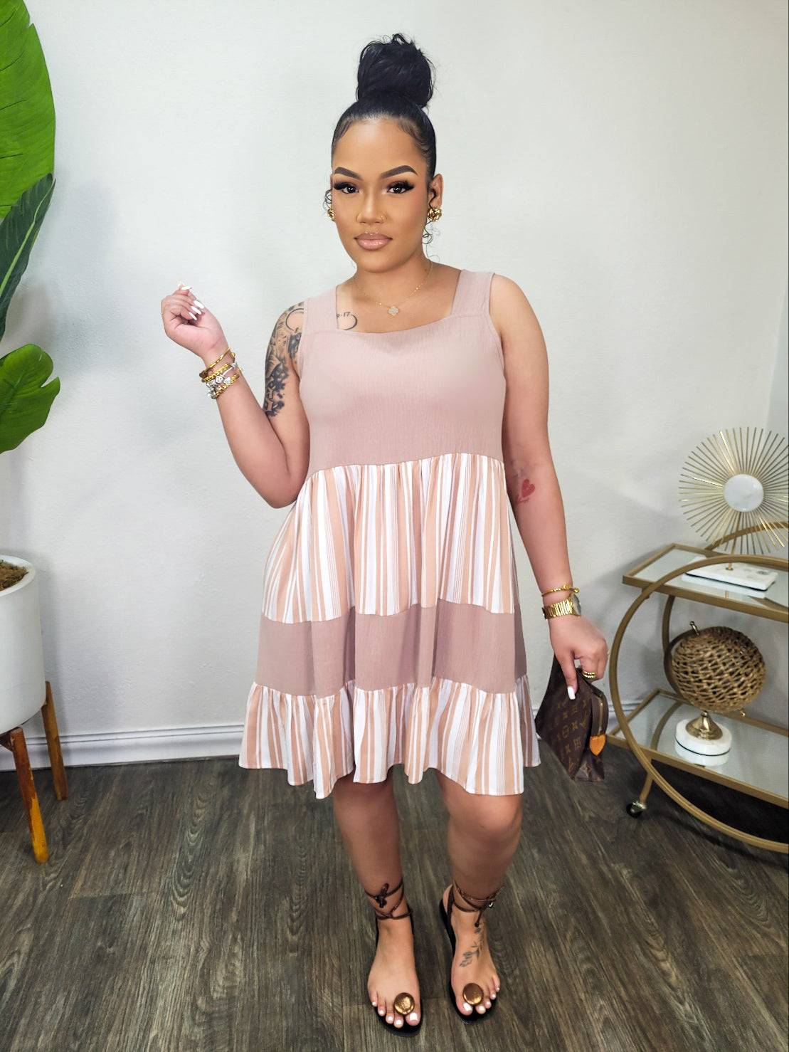 Luvina Harmony Striped Dress (Nude)