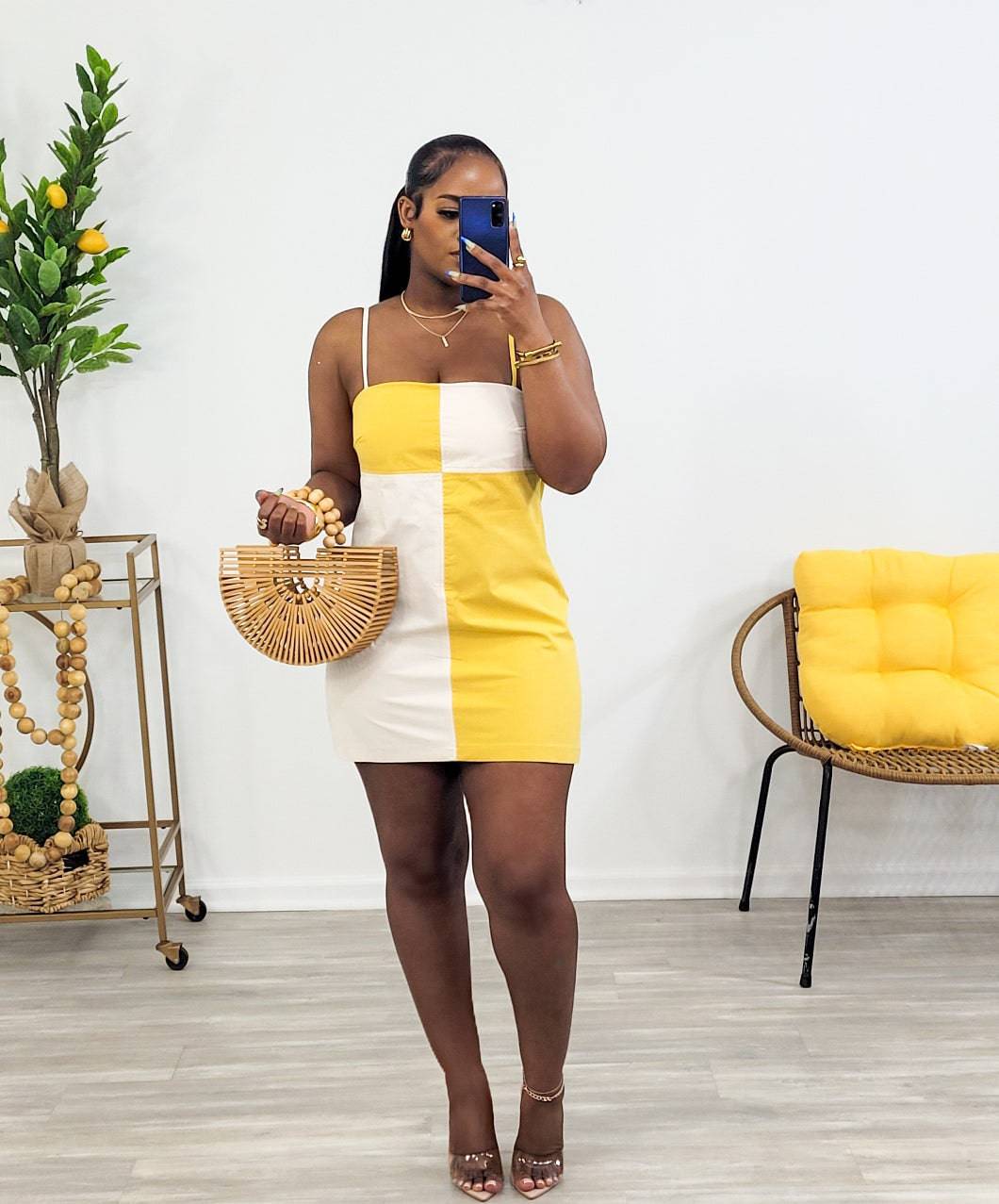 Urban Color Mini Dress ( Mustard)