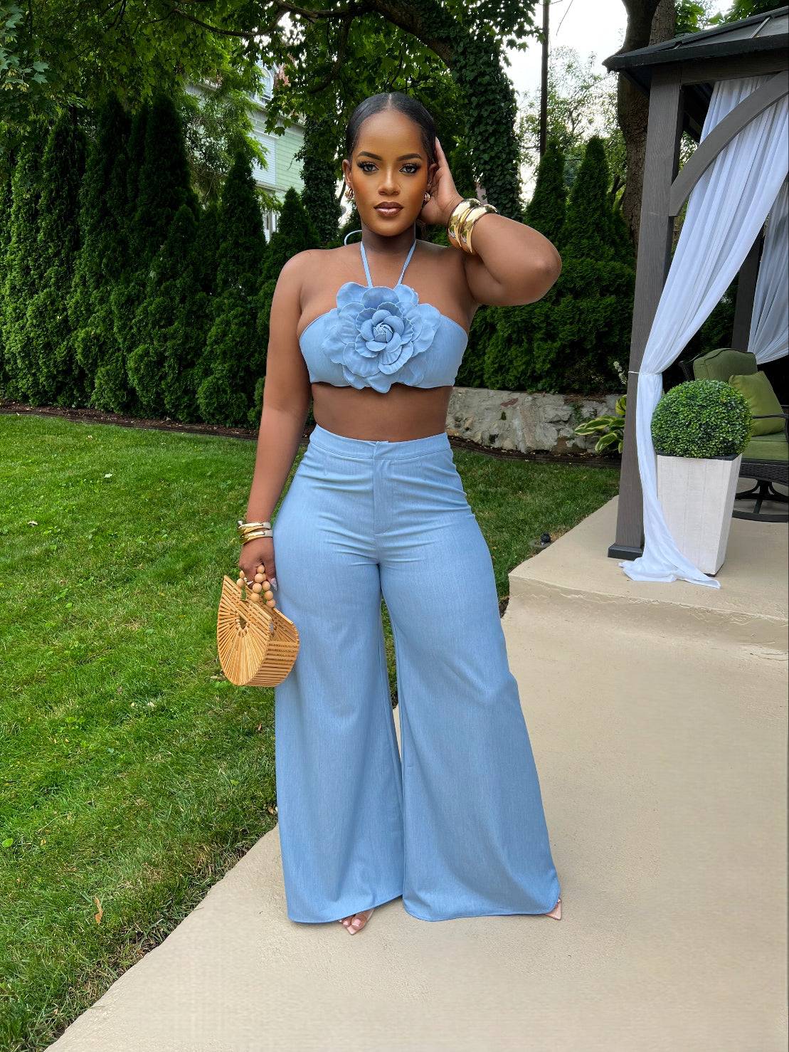 LATE BLUMMER SUMMER PANTS SET (BLUE)