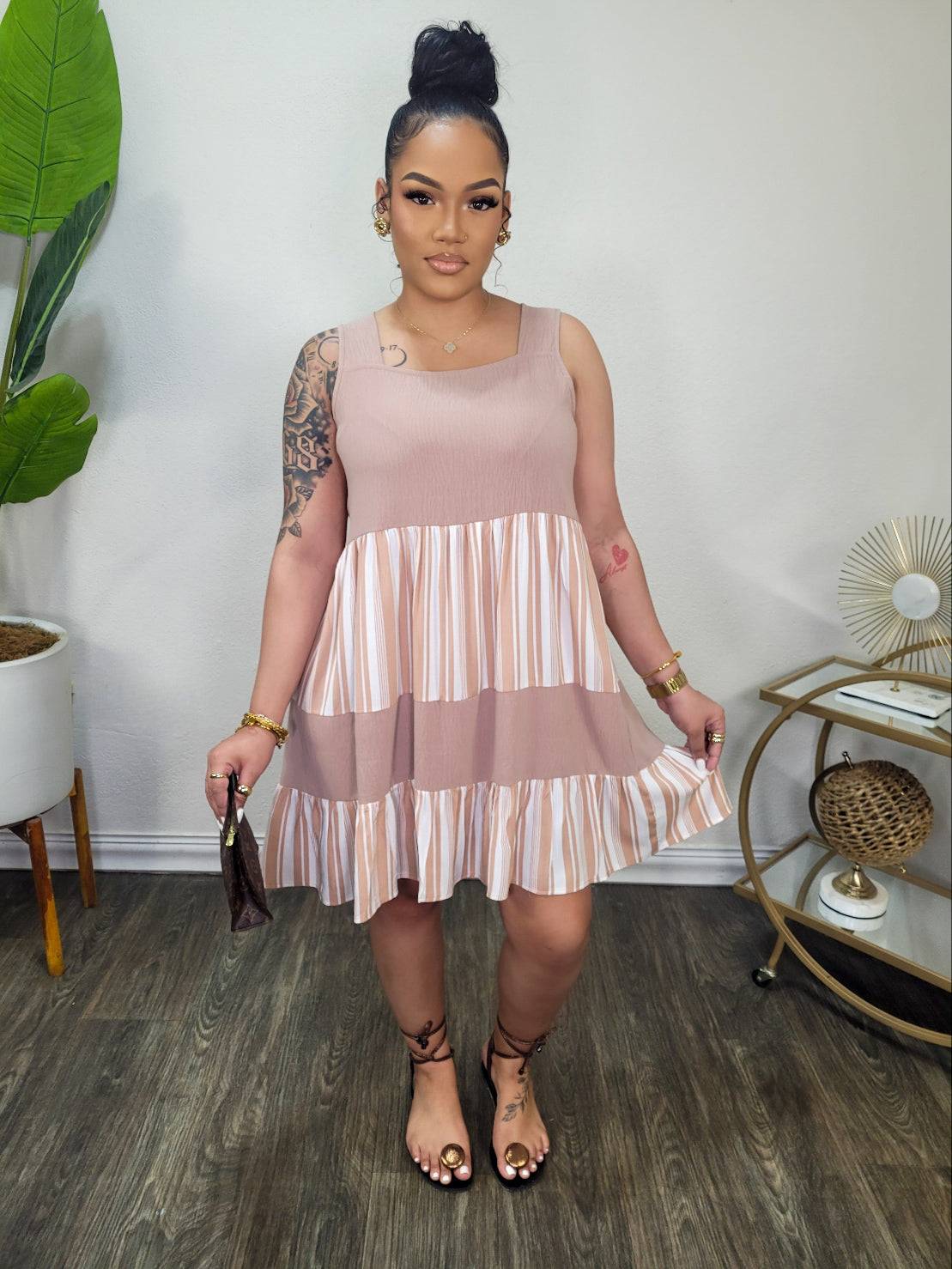 Luvina Harmony Striped Dress (Nude)