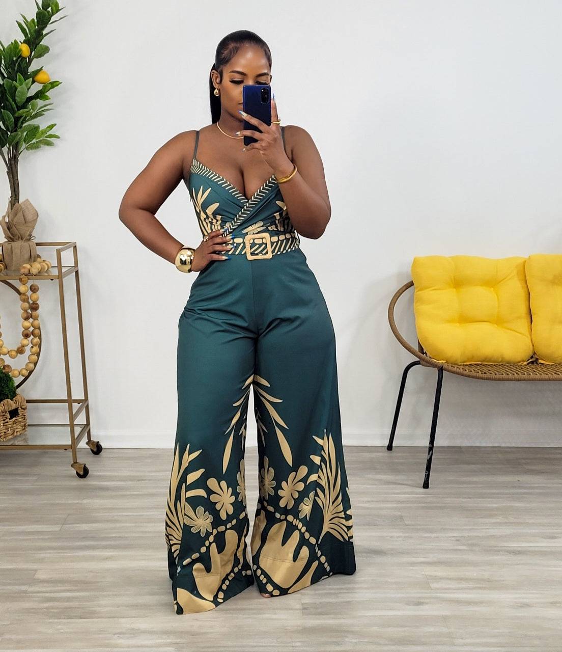 Teka Printed Jumpsuit (Dark Green)