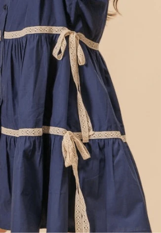 CHARMER BUTTON DOWN MINI DRESS (NAVY)