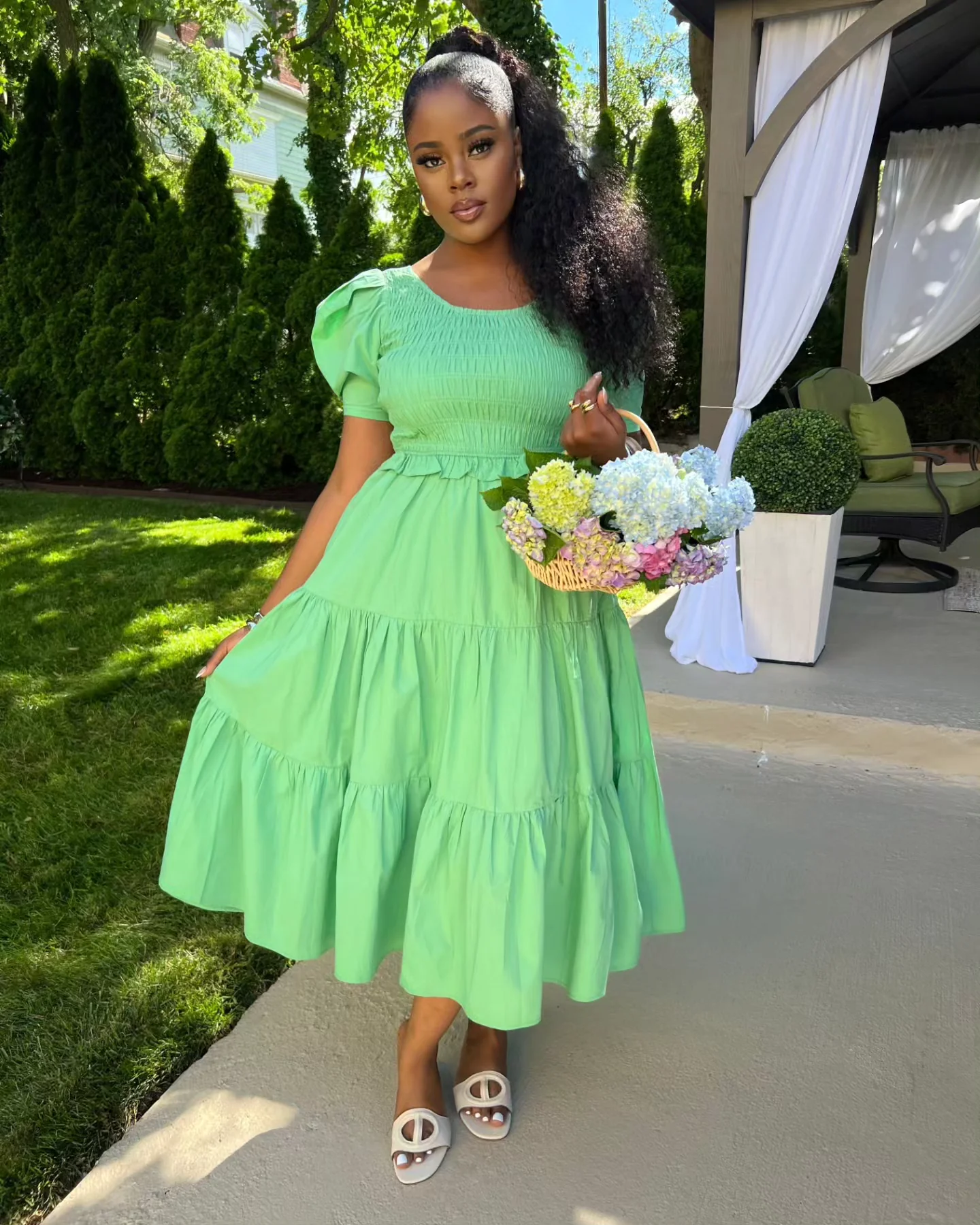 GARDEN FAIRY MIDI DRESS (MINT GREEN)