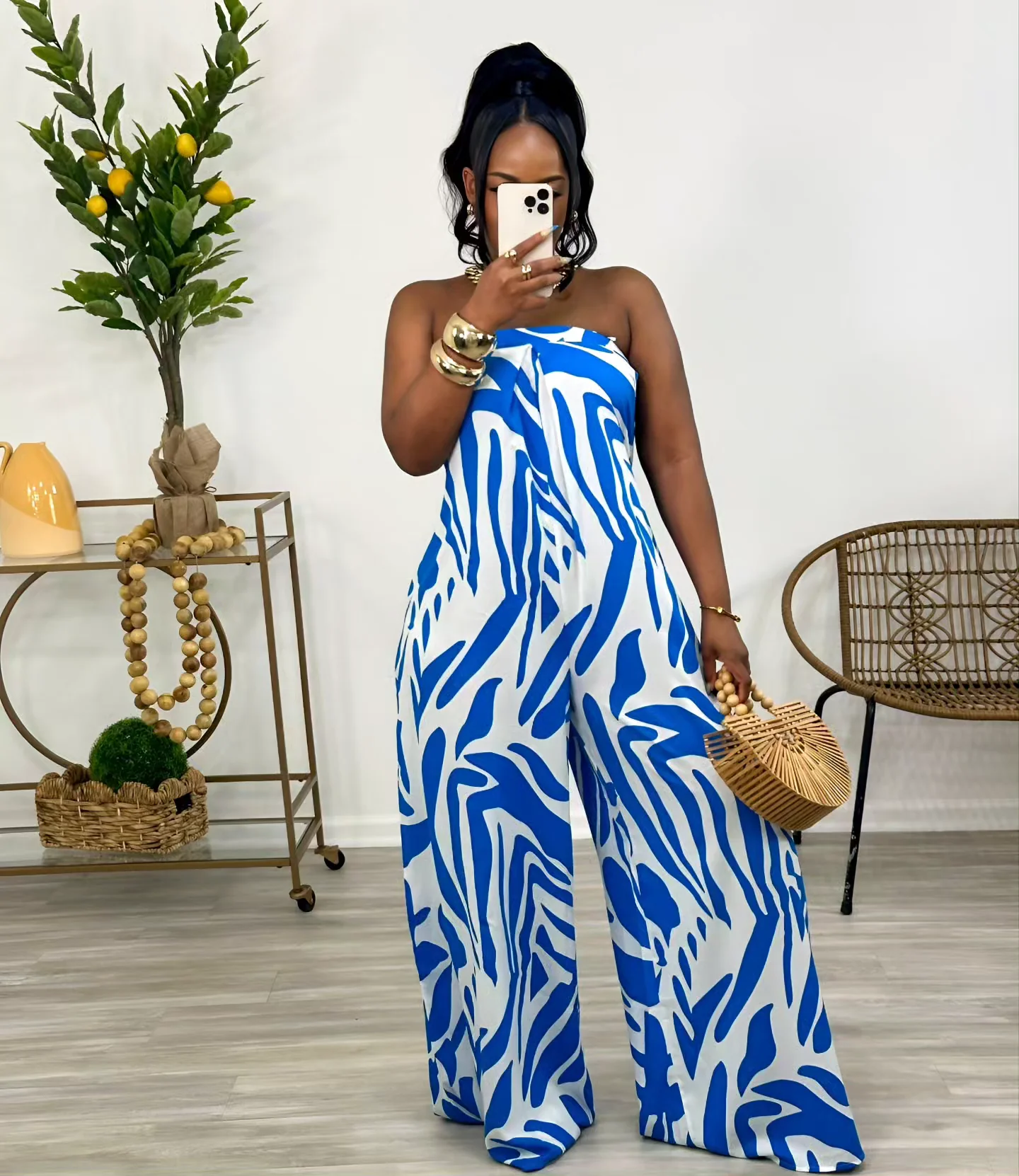 Saza Printed Jumpsuit (Blue)