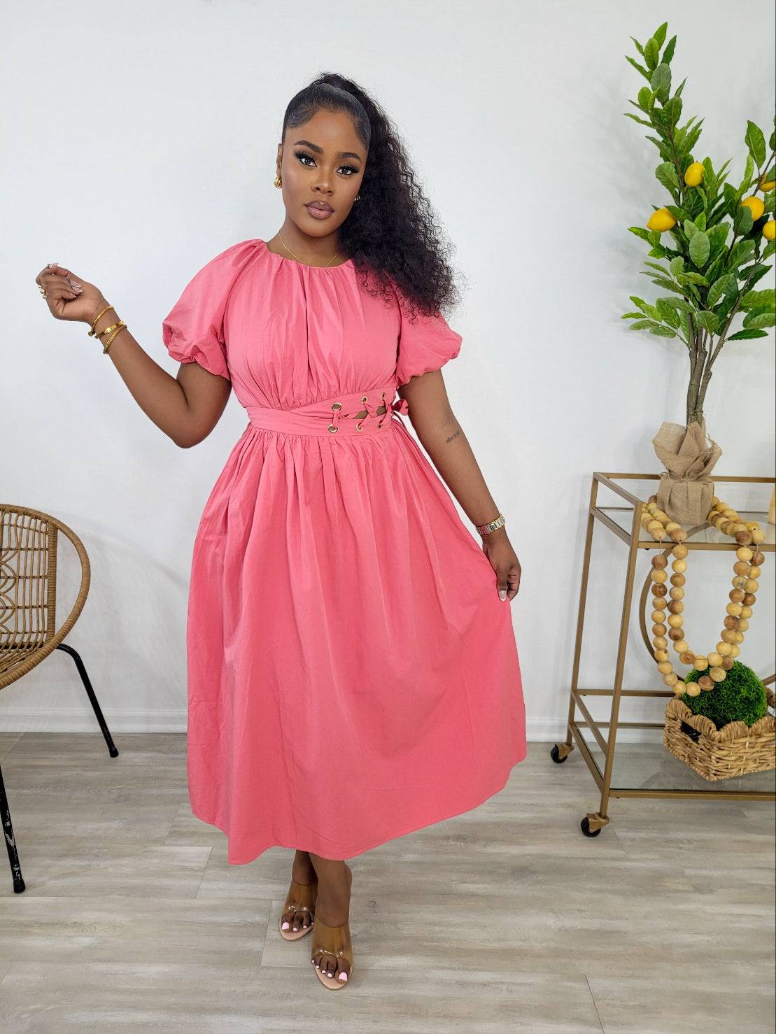 Agustas Midi Dress (Coral)