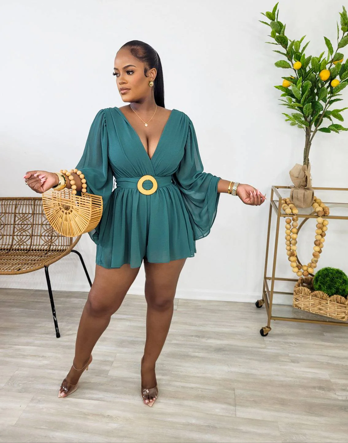 Chambray Romper (Teal)