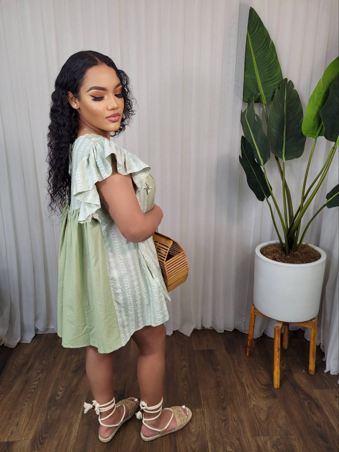 Pia Mini Dress (Sage)