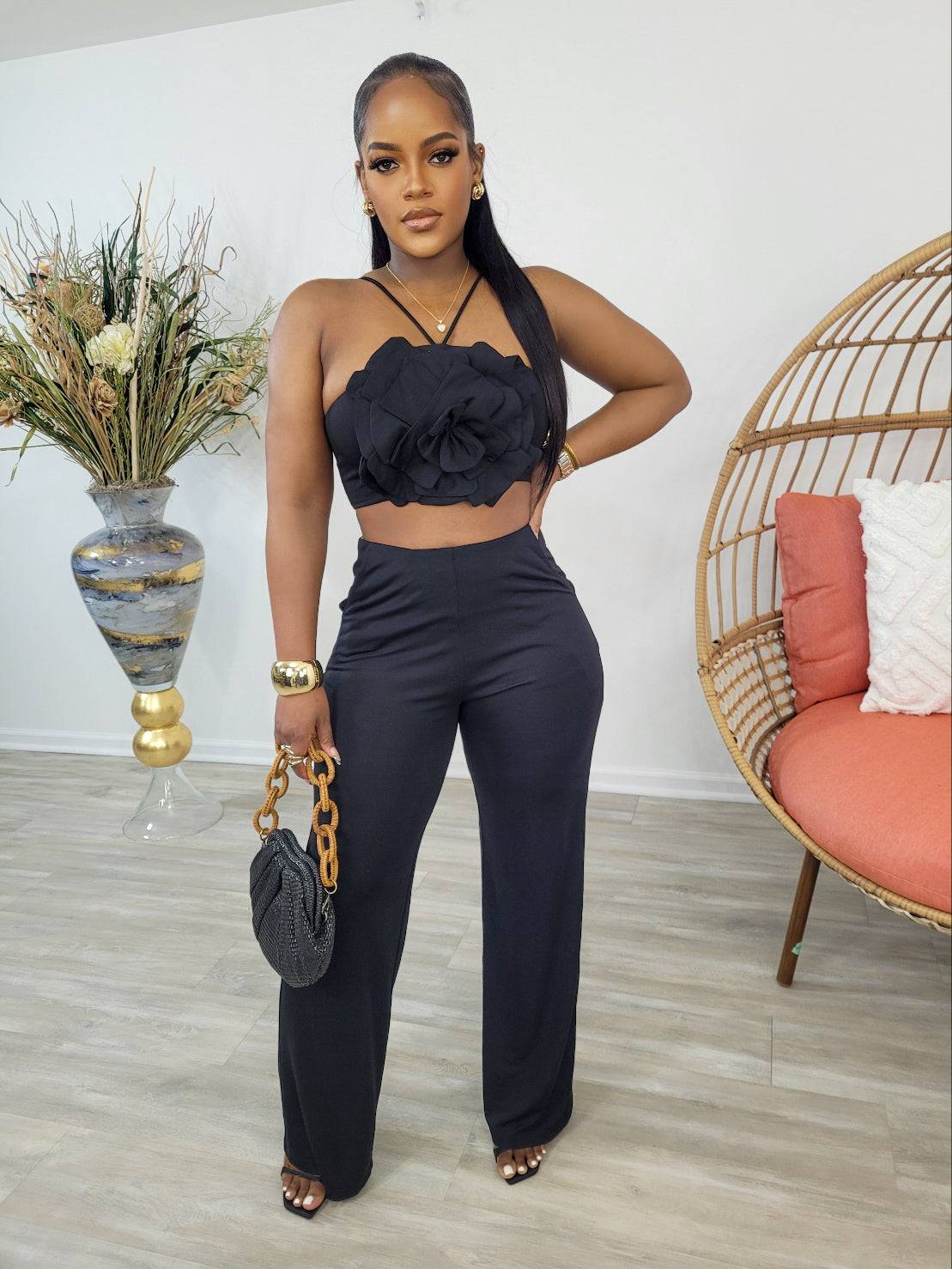 Call Me Rose Jumpsuit (Black)