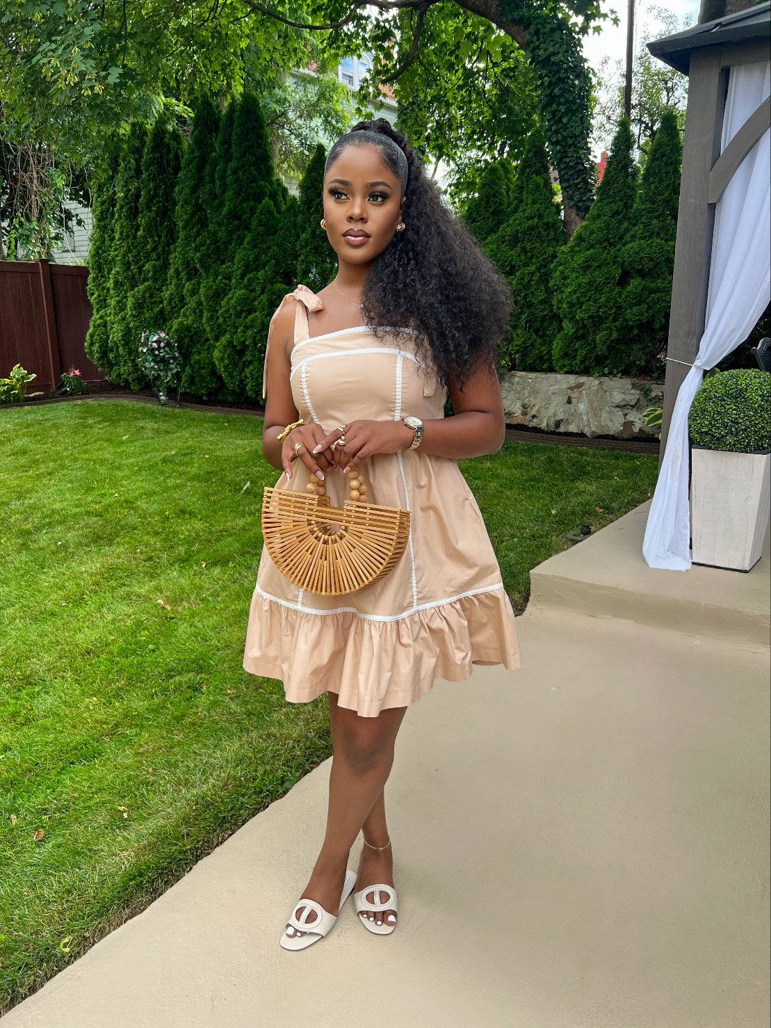 A-LINE VINTAGE MINI DRESS (Taupe)