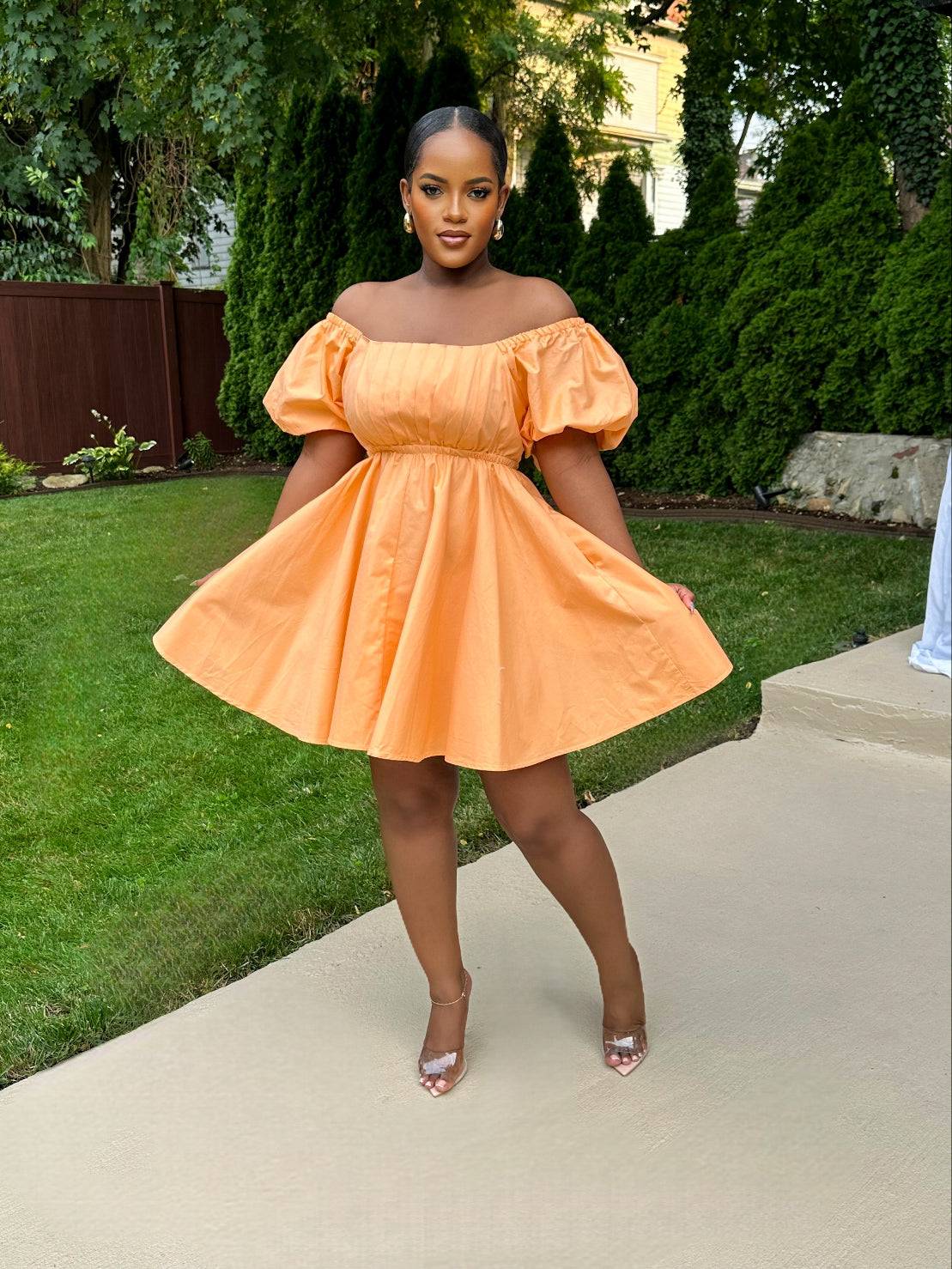 SILKY SWEET MINI DRESS (PAPAYA ORANGE)