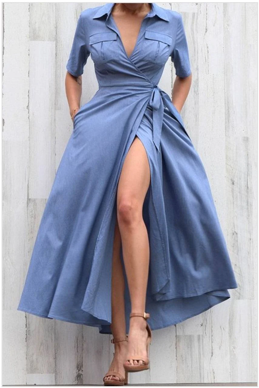 Bree  Denim Shirt Dress (Blue)