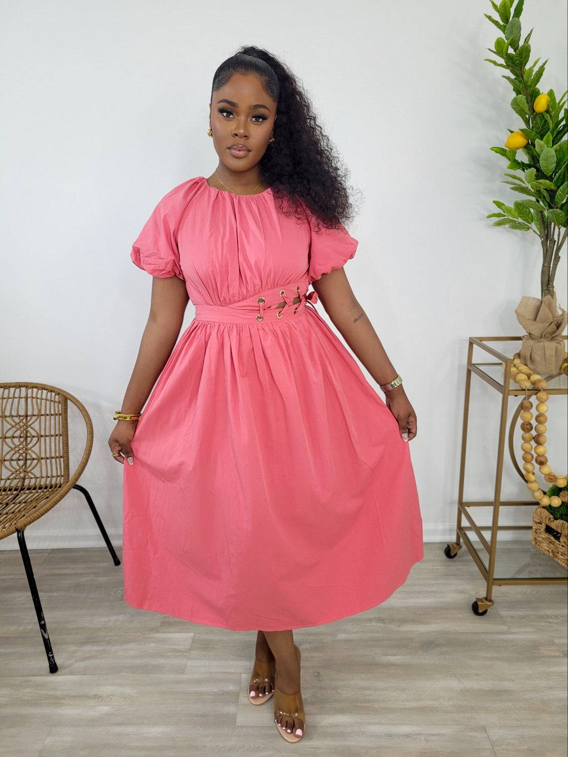 Agustas Midi Dress (Coral)