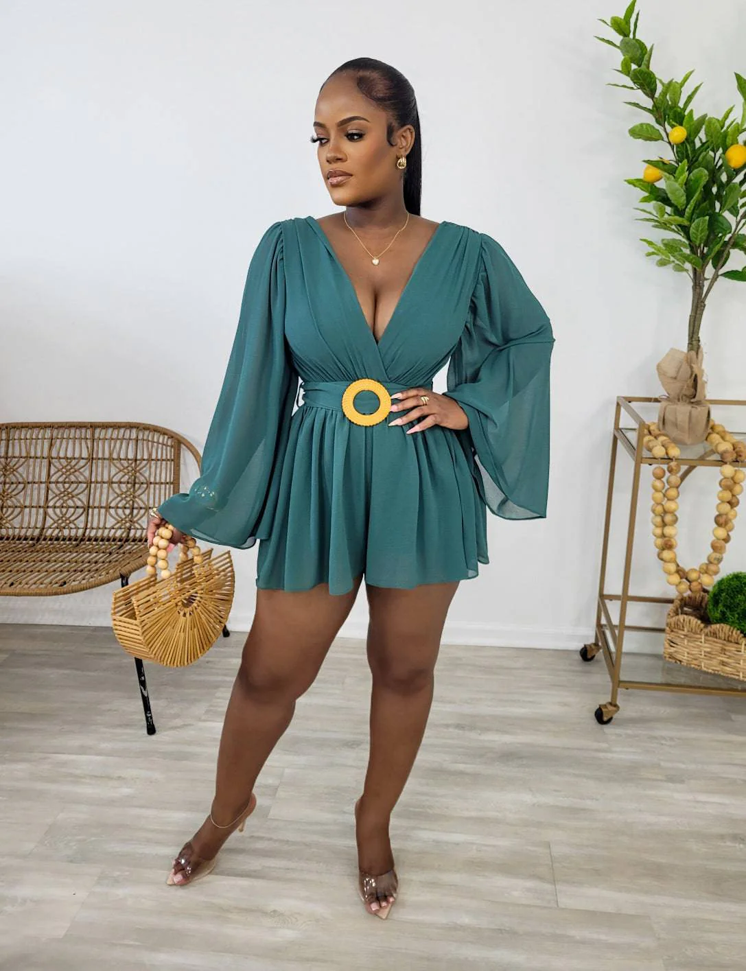 Chambray Romper (Teal)