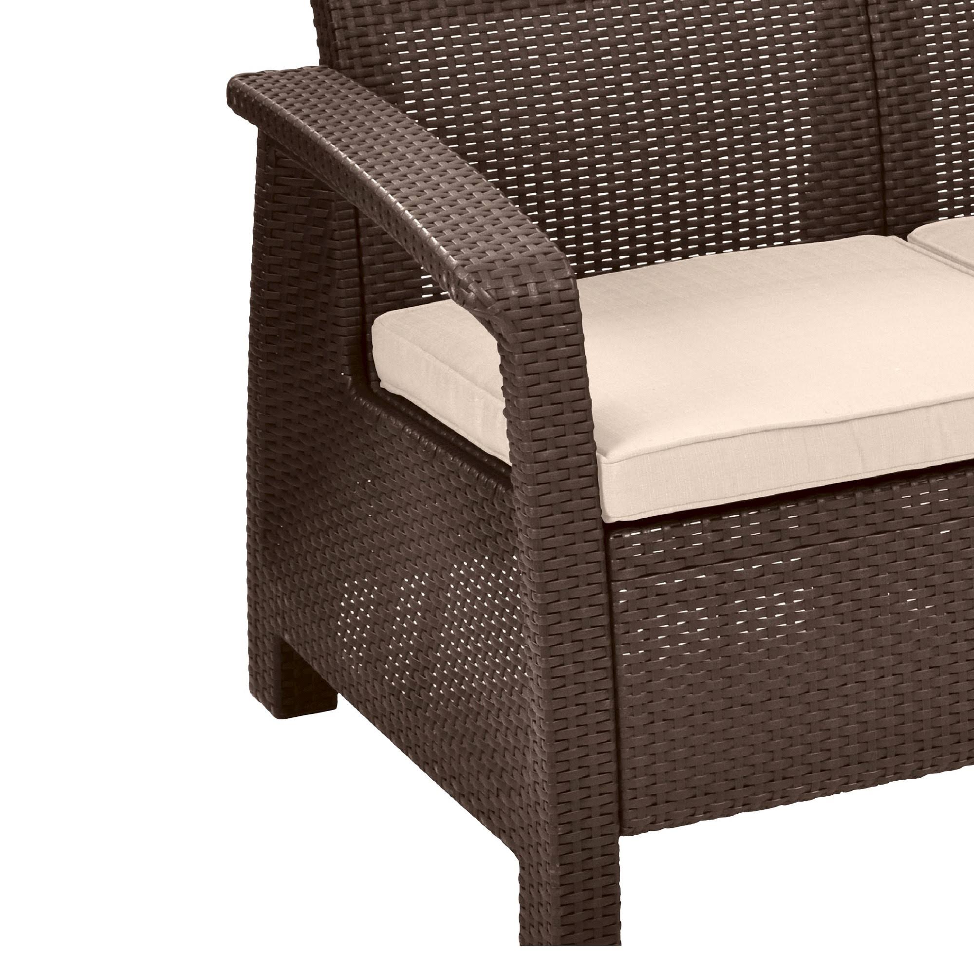 Keter Corfu Love Seat All Weather Outdoor Patio Furniture w/ Cushions ...